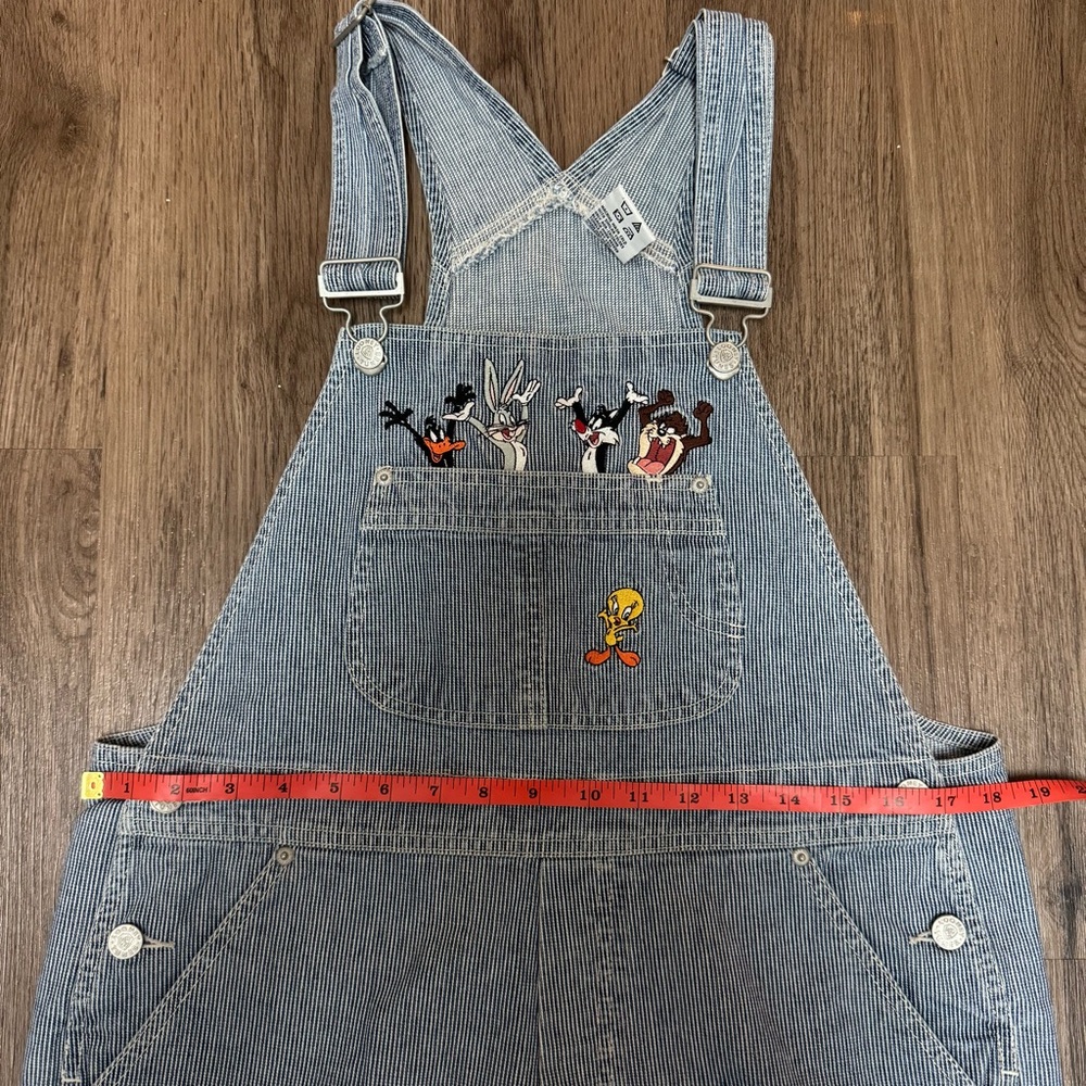 Vintage Warner Bros Studio Store Looney Tunes Overalls Short Size Medium - Picture 7 of 10